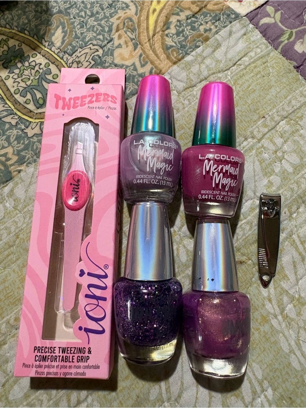 L.A. Colors Mermaid Magic Iridescent Nail Polish & Tool Set - Purple & Pink